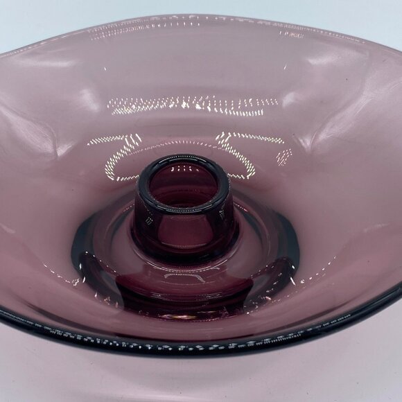 Vintage Viking Epic Amethyst Glass Candle Holder Dish Purple Abstract Form MCM - Picture 3 of 10